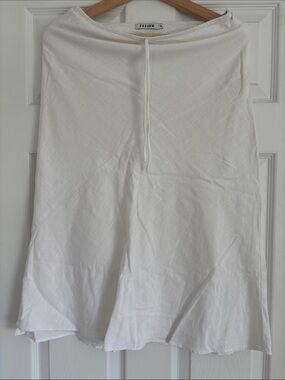 Farrow Linen Blend Bias-cut White Midi Skirt Double Lined with Zipper